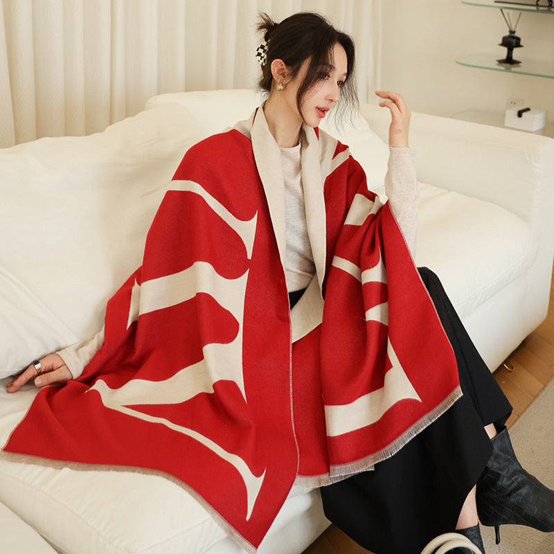 Female Versatile Fashion Thickened Warm Cashmere Scarf My Store