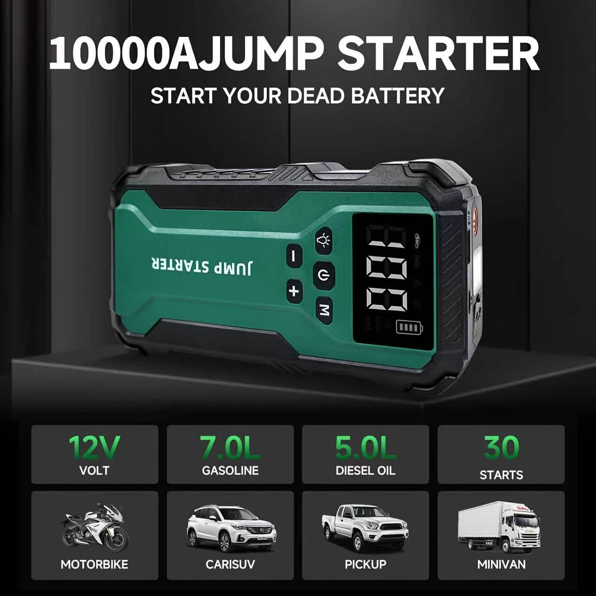 7-in-1 Emergency Car Power Supply Starter & Air Pump
