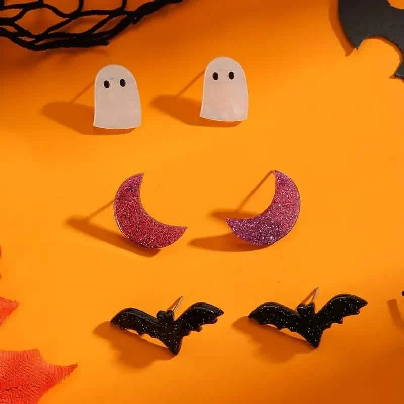 3-Pairs: Retro Halloween Earrings
