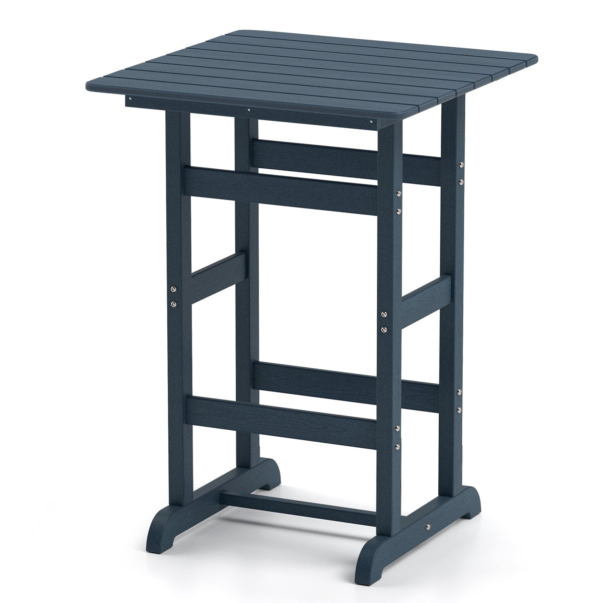 30 Inch Square Bar Table Dining Table with Slatted Tabletop for Poolside