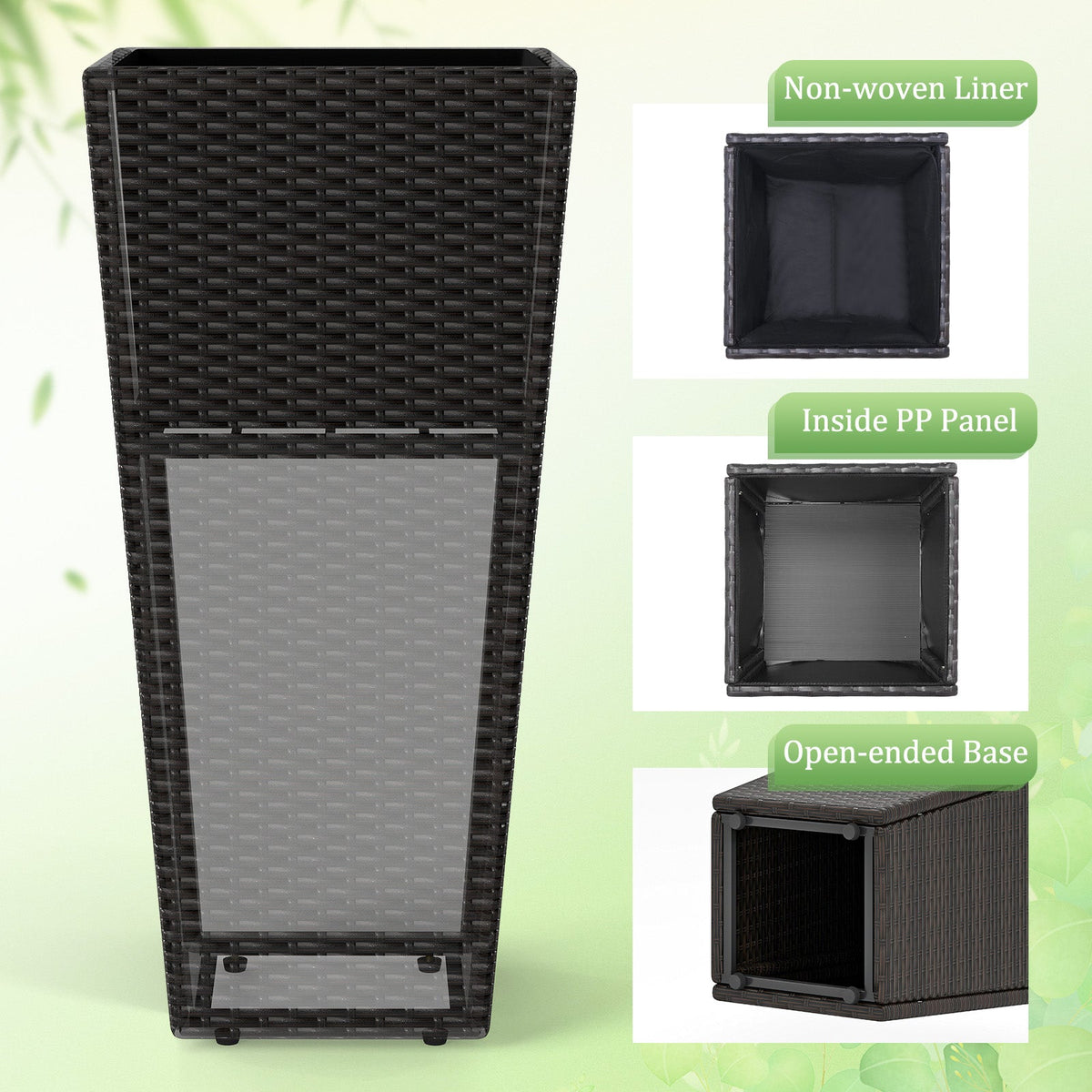 30 Inch Modern Decorative Planter Pots Set of 2 with Open-ended Base