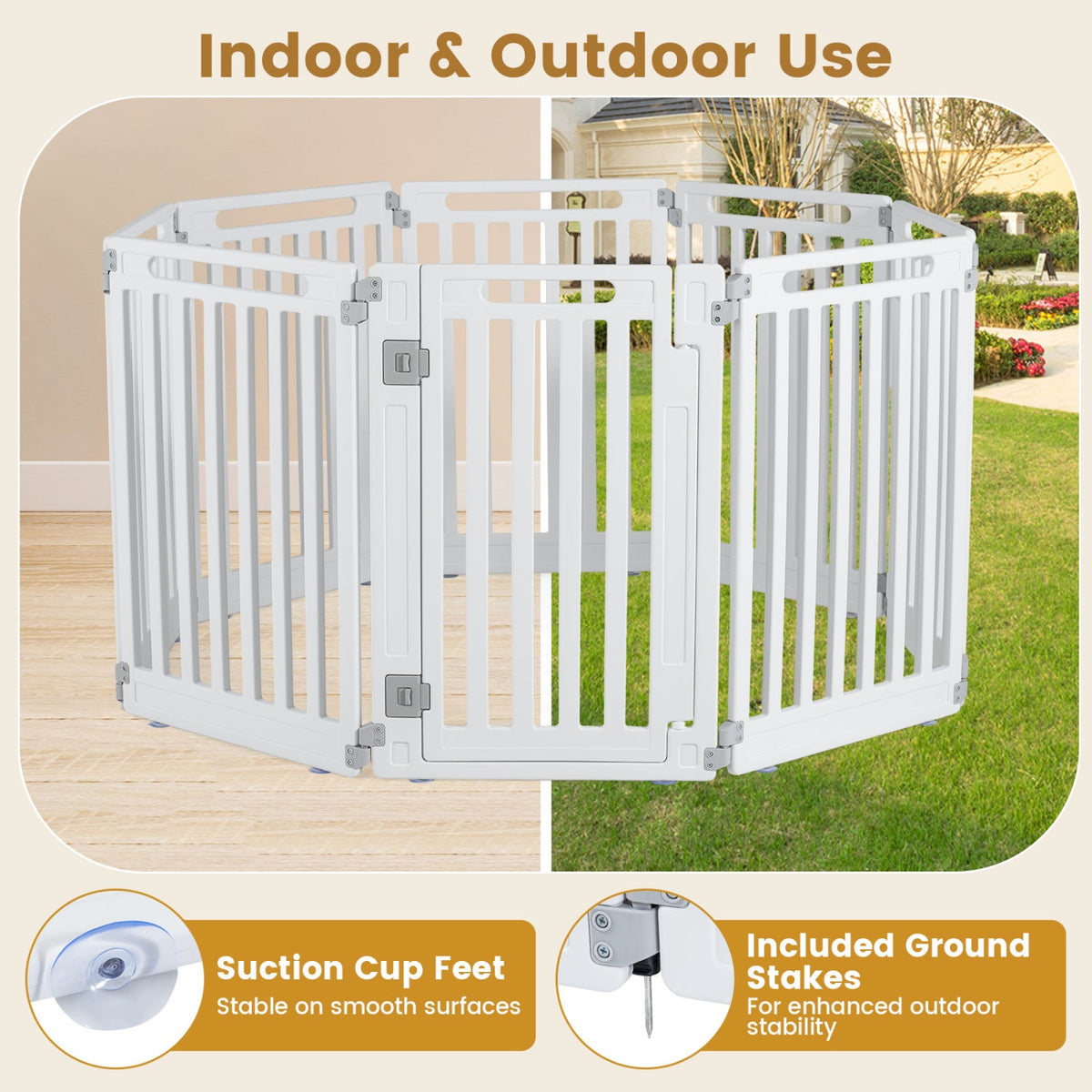 16-Panel Dog Playpen 31.5" Height Indoor Outdoor Pet Gate DirectDeals
