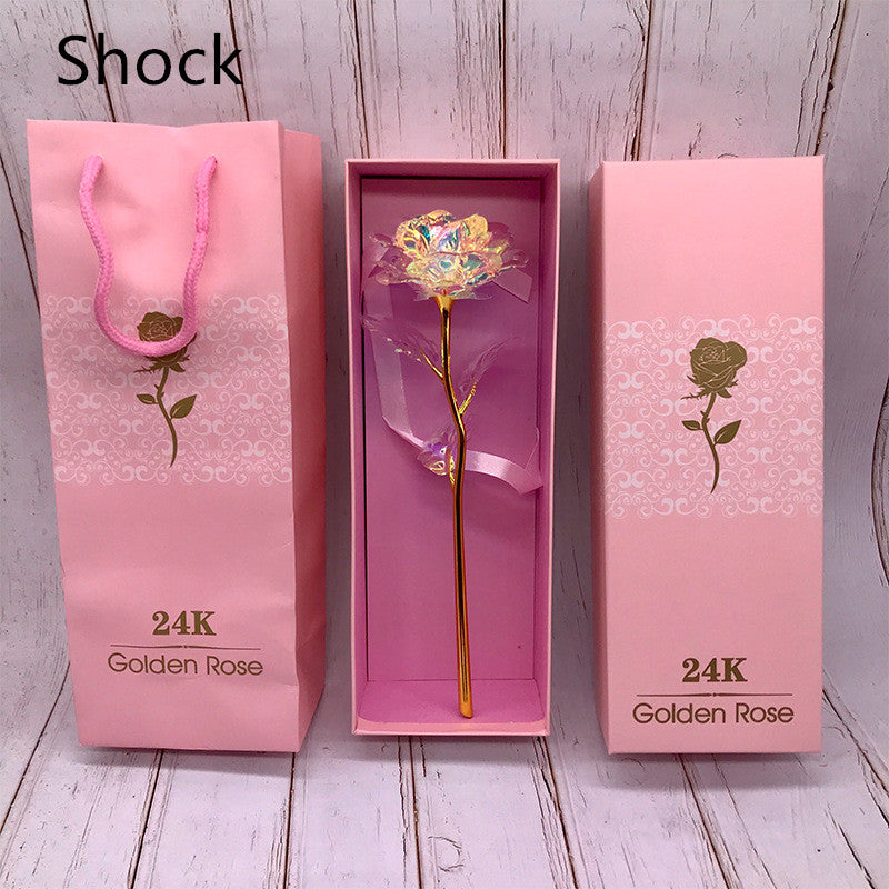 24K Luminous Color Gold Rose Flower Set My Store
