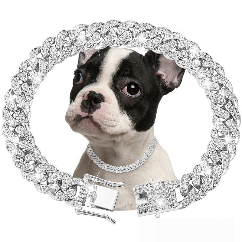Pet Diamond Collar Cuban Link Chain Small Medium Large Dogs And Cats Necklace