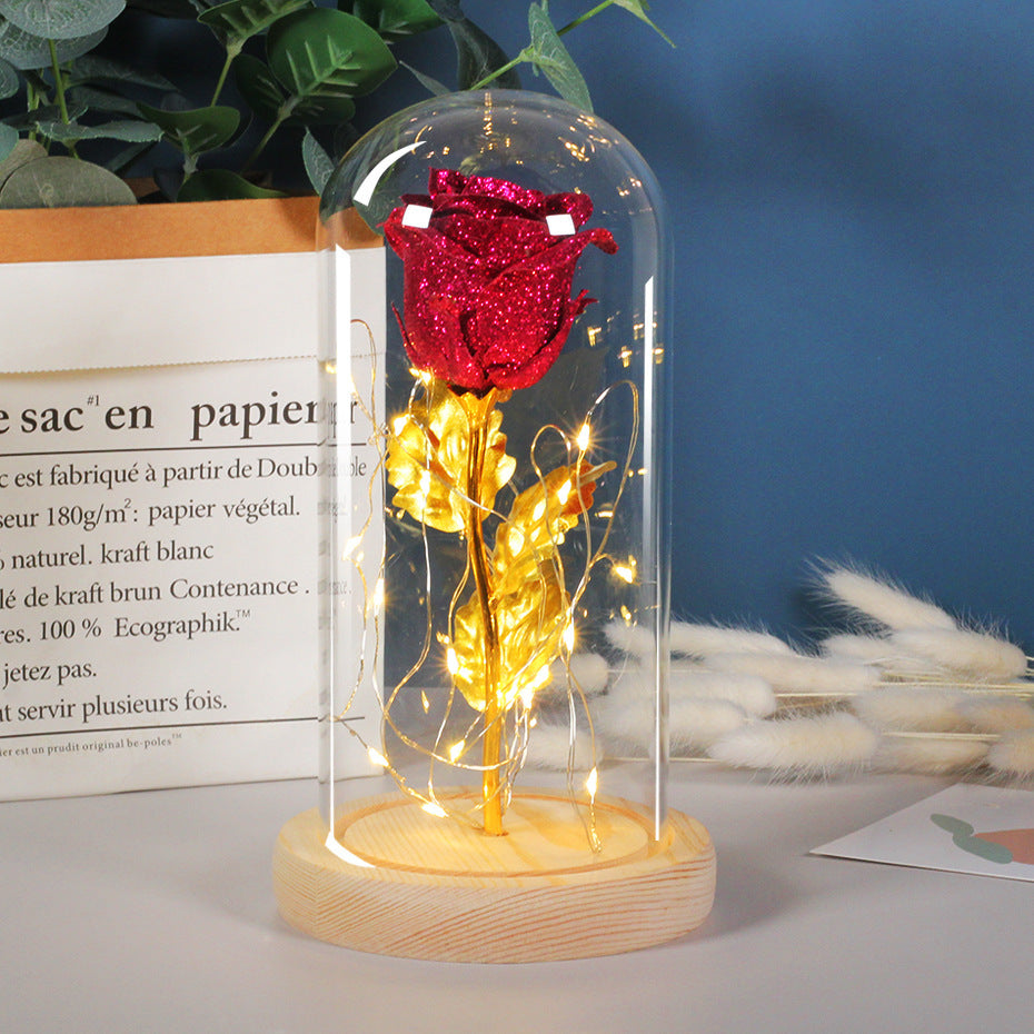 Eternal Rose with LED Light in Glass Cover