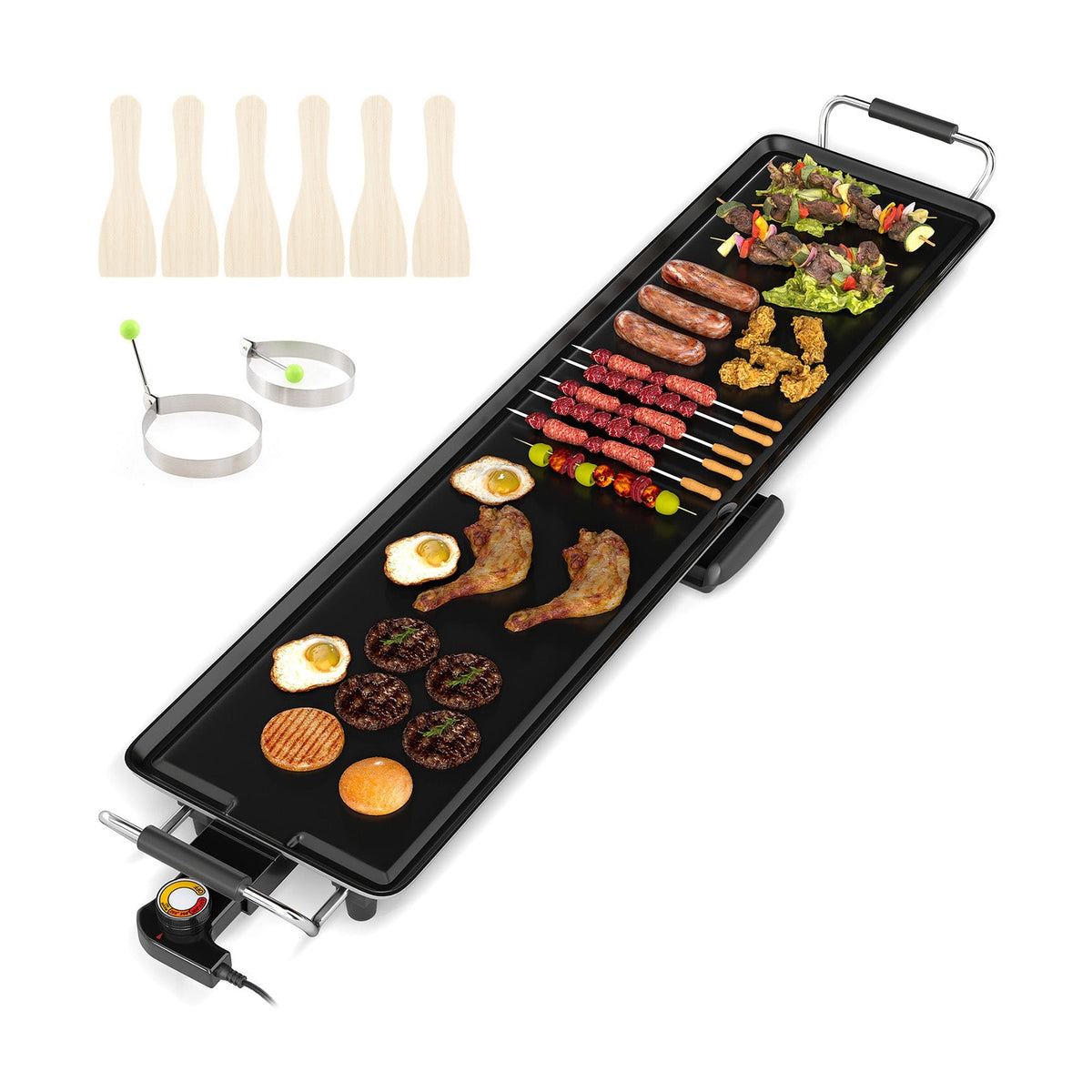 35 Inch Extra Large Electric Griddle with Adjustable Temperature Thermostats and Drip Tray