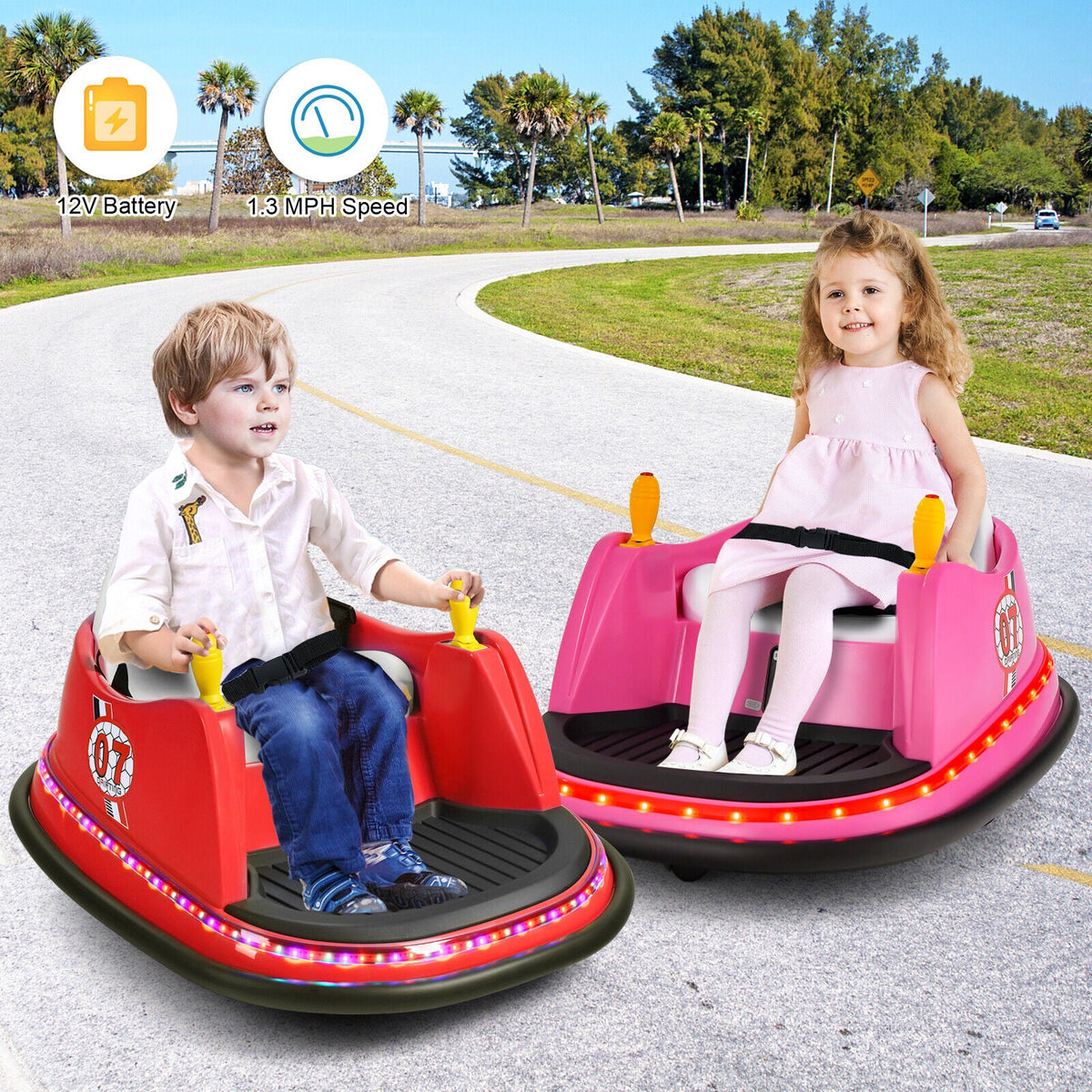 360° Spin Race Bumper Car for Kids with Remote Control - Pink 12V Vehicle MagicCars