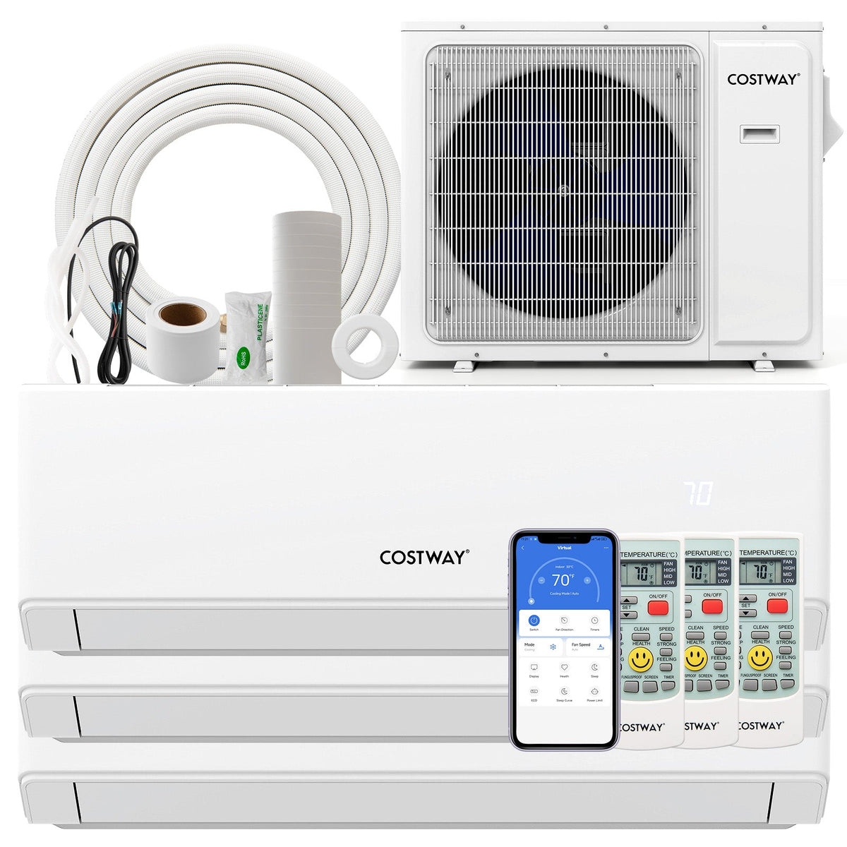 36000 BTU 3 Zone 23 SEER2 Mini Split Air Conditioner Wifi Enabled with Heat Pump