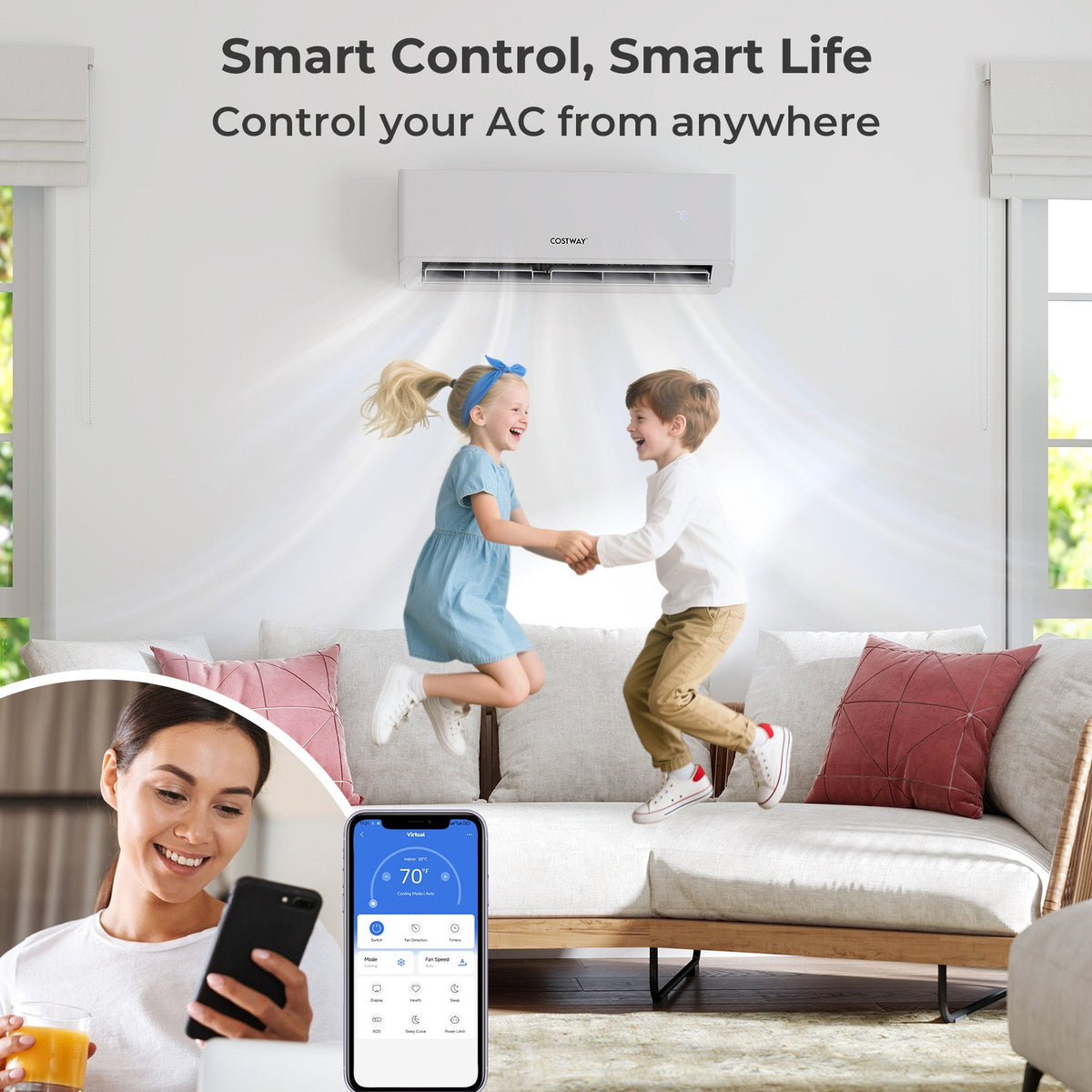 36000 BTU 3 Zone 23 SEER2 Mini Split Air Conditioner Wifi Enabled with Heat Pump