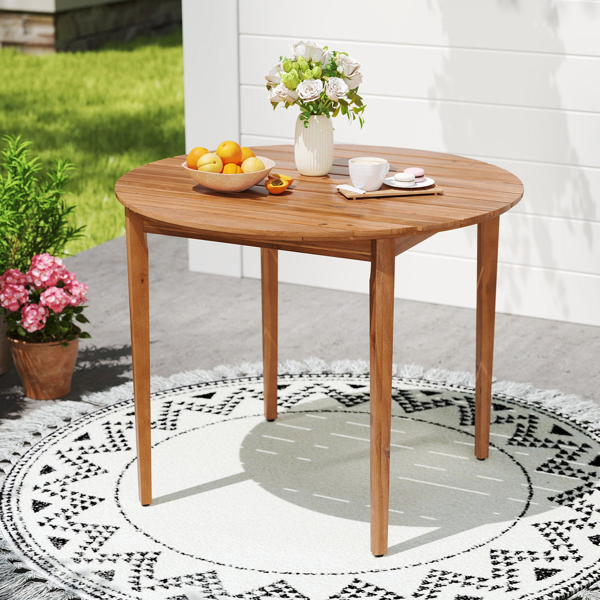 36 inch Acacia Wood Round Outdoor Dining Table for 4 People DirectDeals