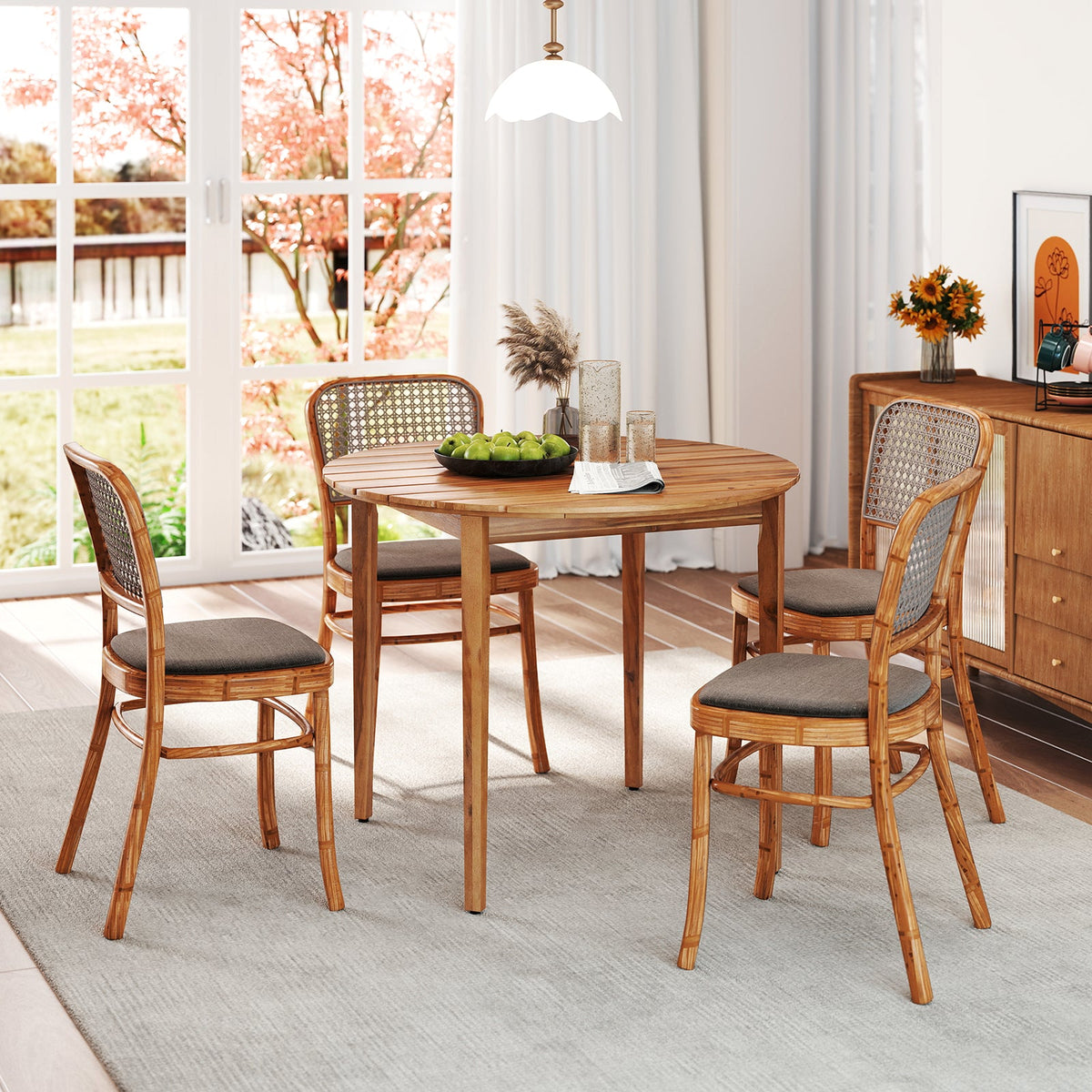 36 inch Acacia Wood Round Outdoor Dining Table for 4 People DirectDeals