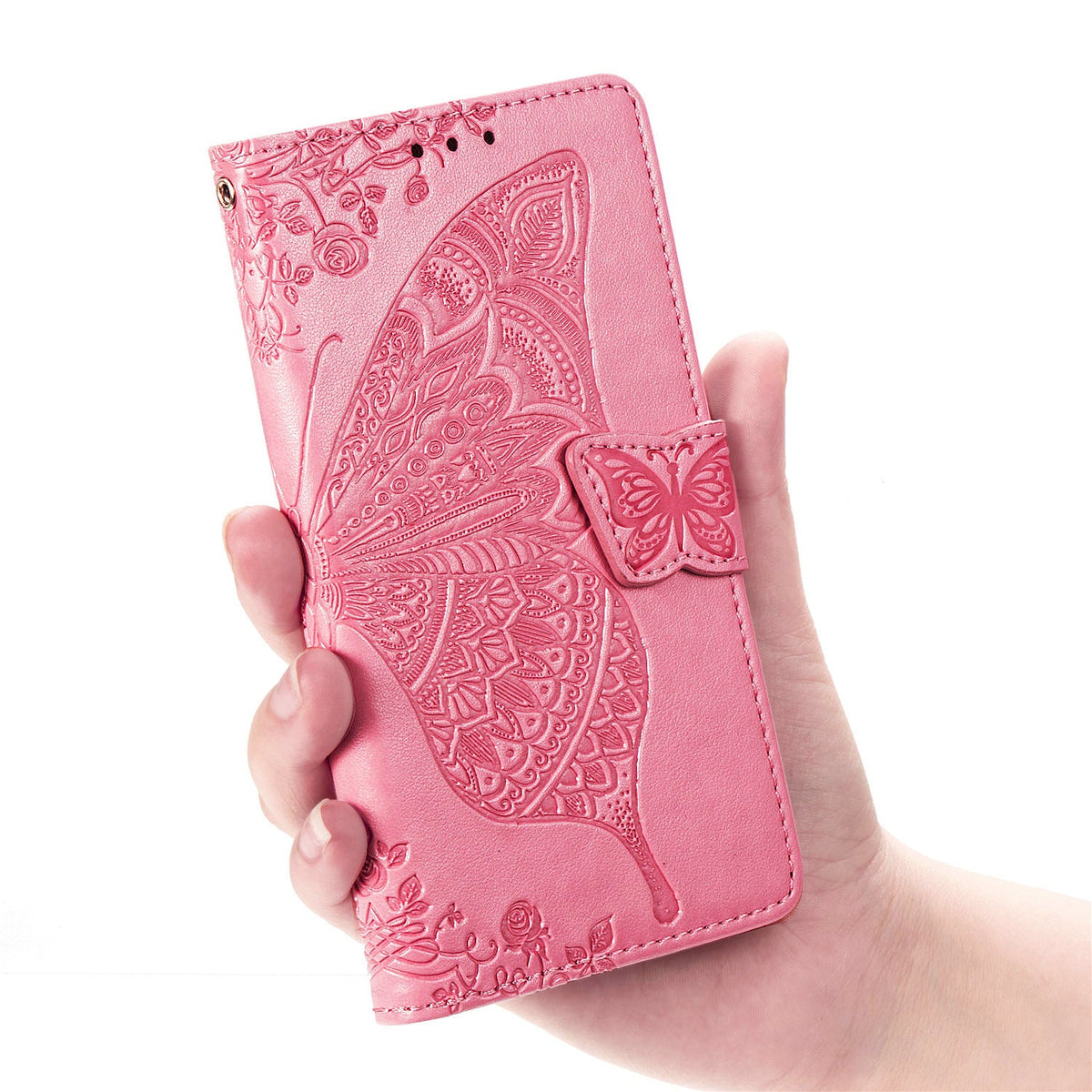 Flower Butterfly Embossed Leather Case