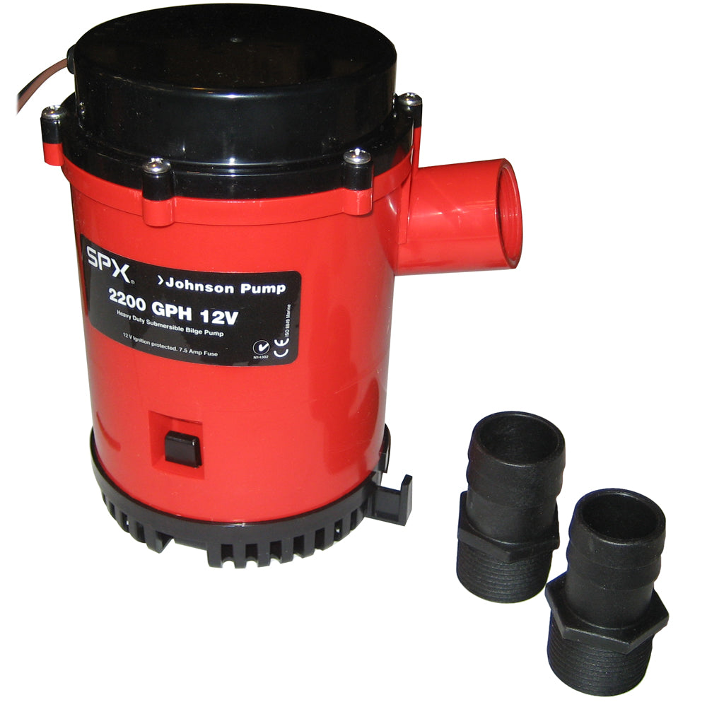 Johnson Pump 2200 GPH Bilge Pump 1-1/8" Hose 12V Threaded Port TRAPSKI