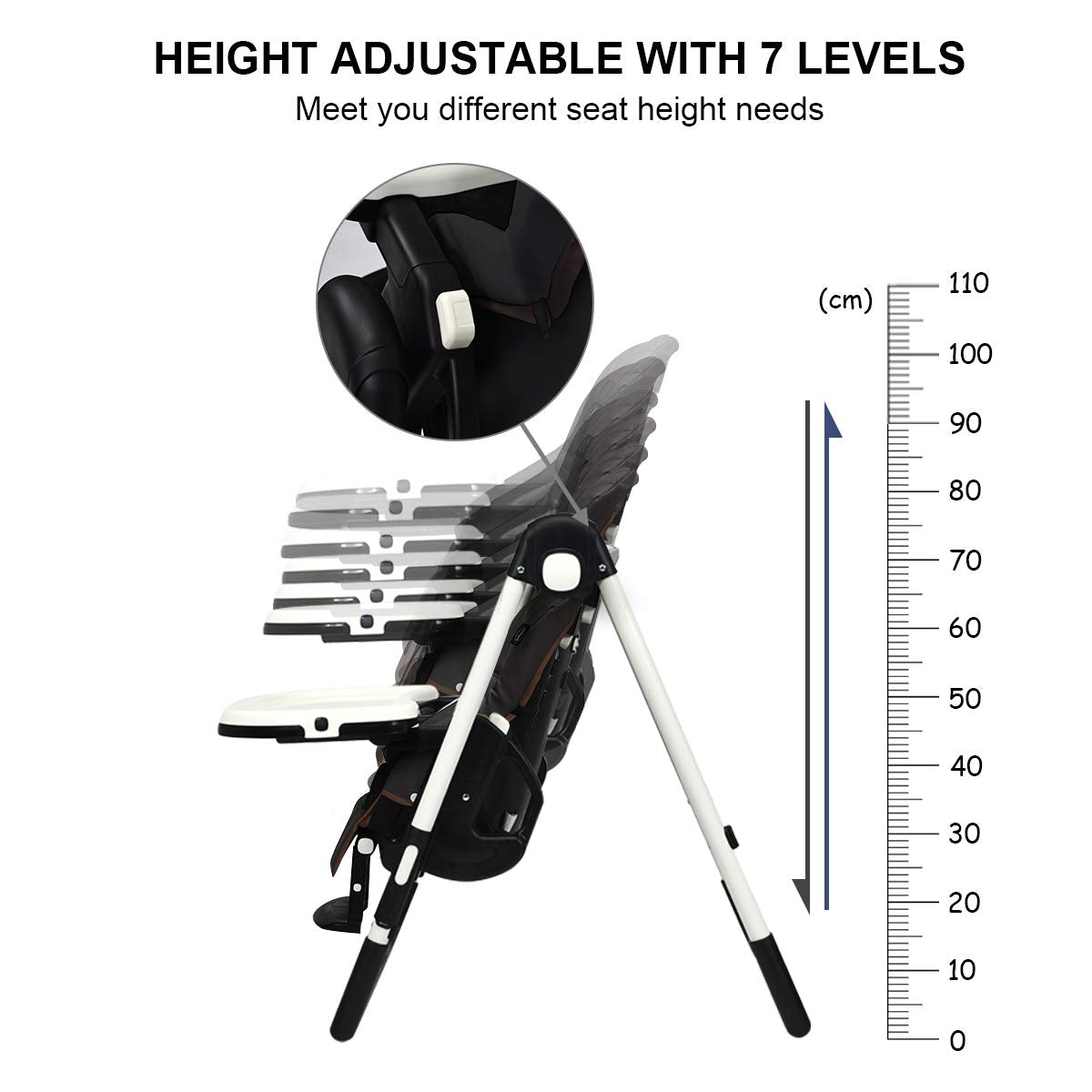 Foldable High chair with Multiple Adjustable Backrest-Dark Gray GBruno Store
