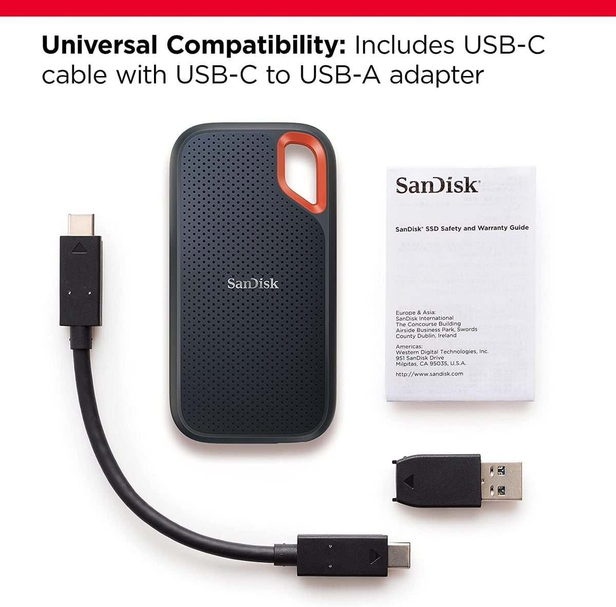 Sandisk 2TB Extreme Portable SSD, Up to 1050MB/s Read Speeds (Old Model)