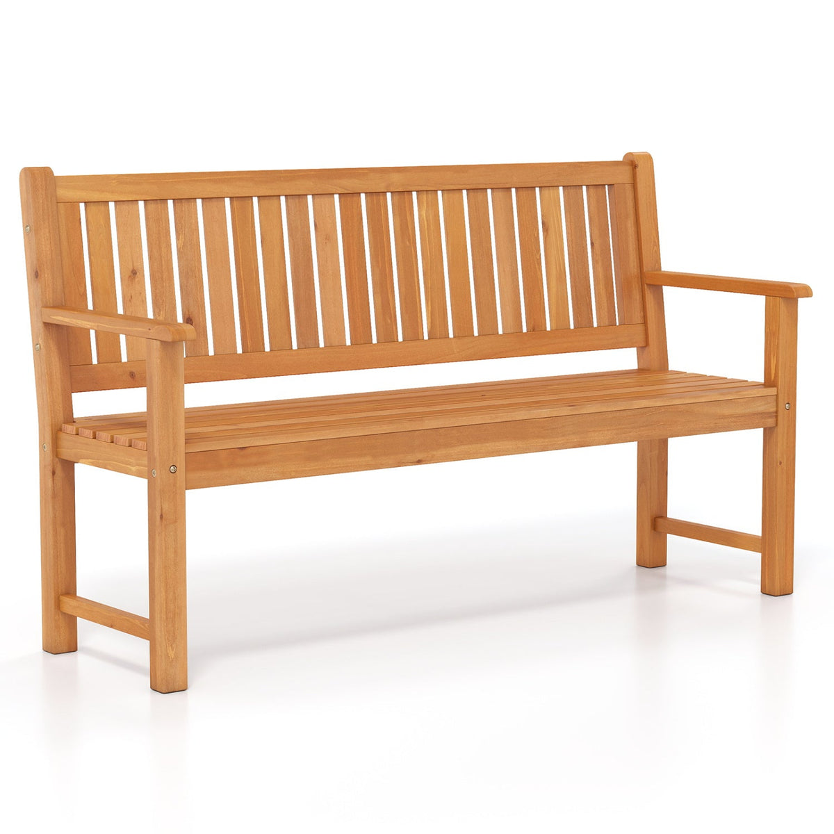 3-Seater Wooden Garden Bench with Backrest, 59 Inch DirectDeals