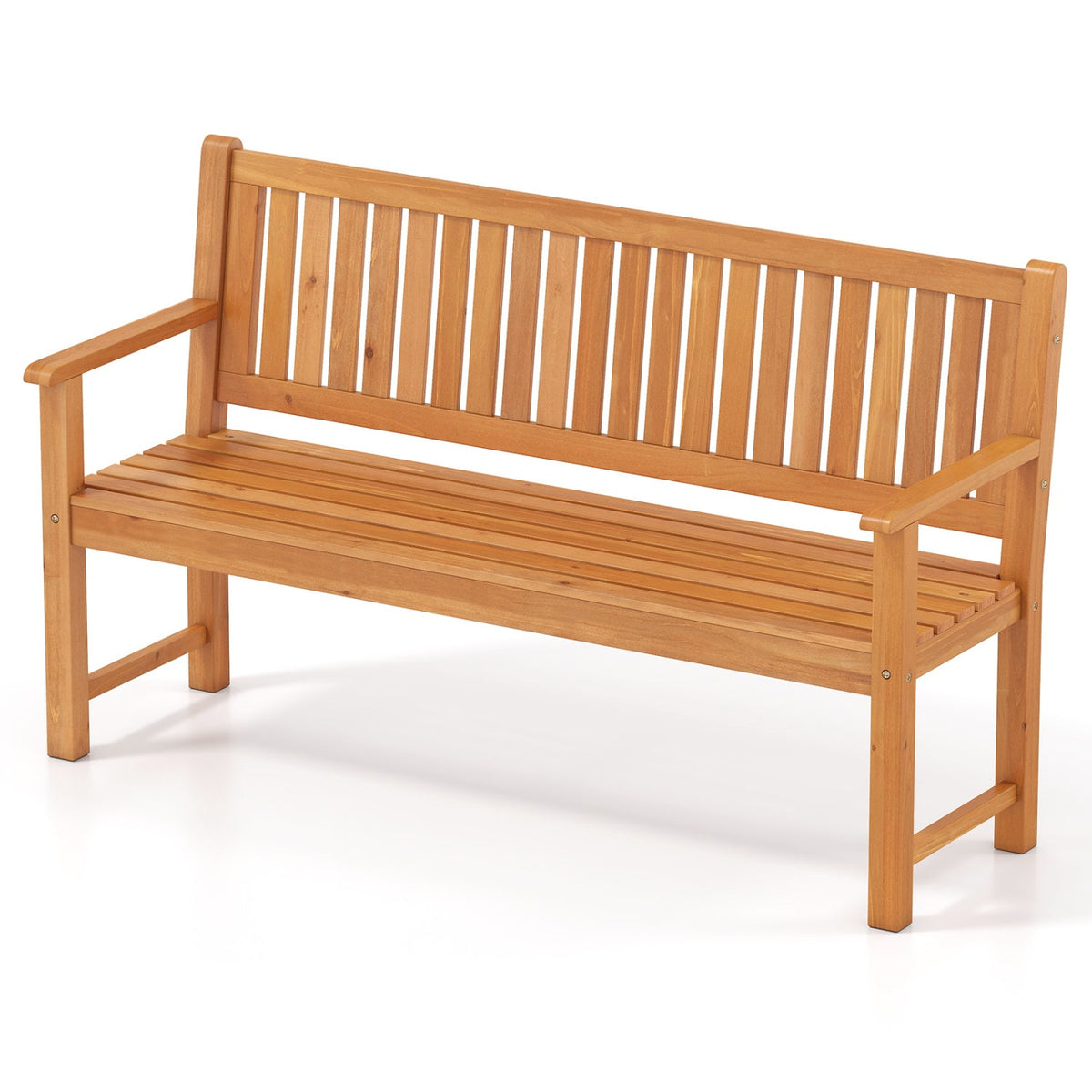3-Seater Wooden Garden Bench with Backrest, 59 Inch DirectDeals