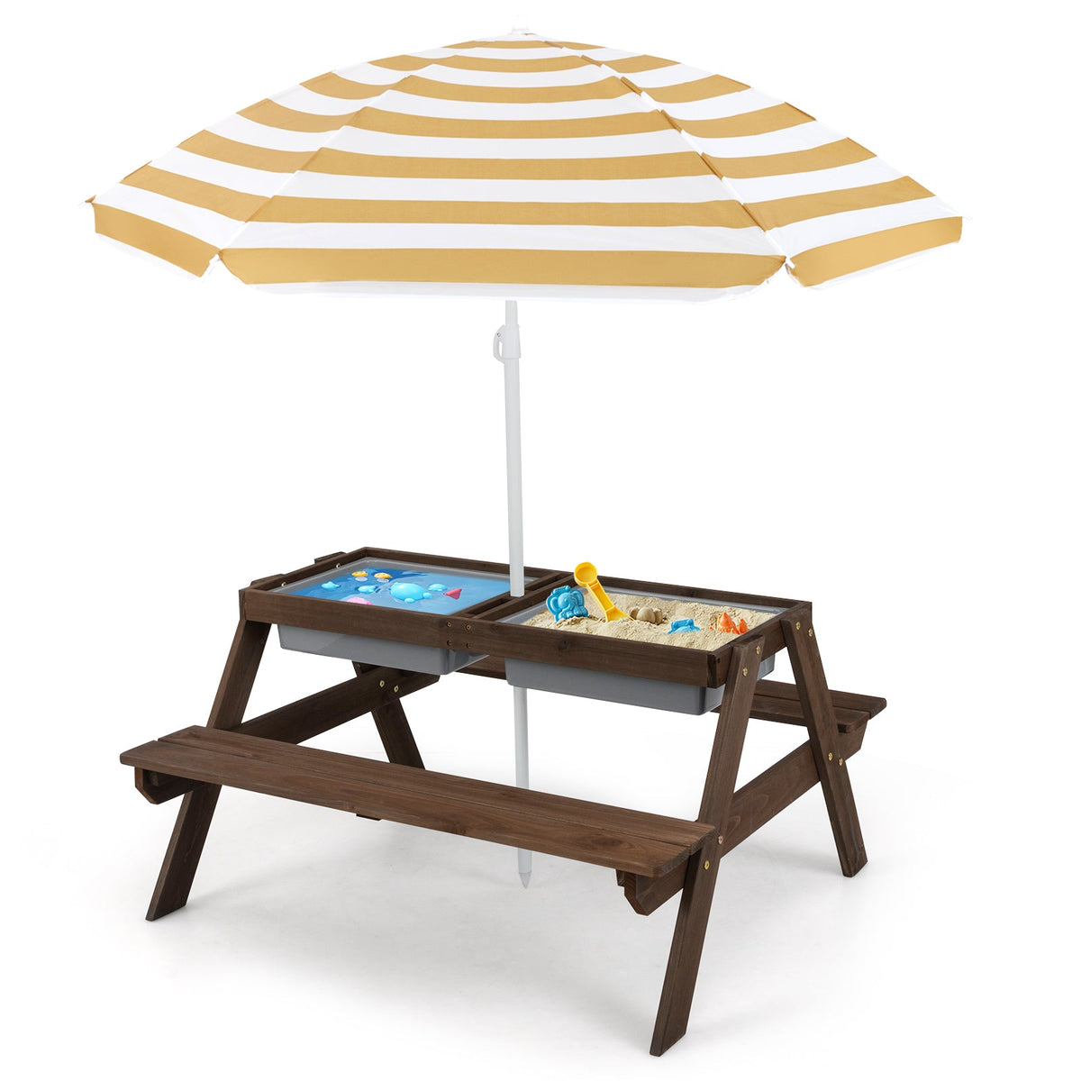 3-in-1 Kids Outdoor Picnic Water Sand Table with