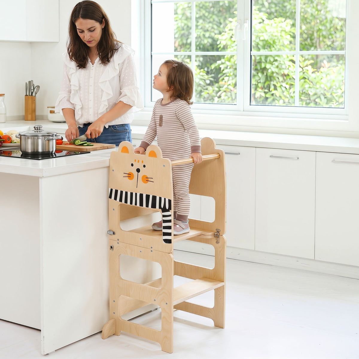 3-in-1 Wooden Kids Step Stool with Chalkboard DirectDeals