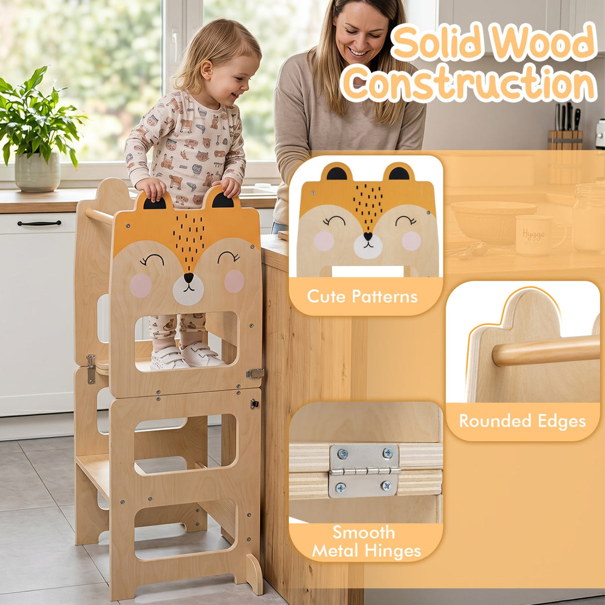 3-in-1 Wooden Kids Step Stool with Chalkboard DirectDeals