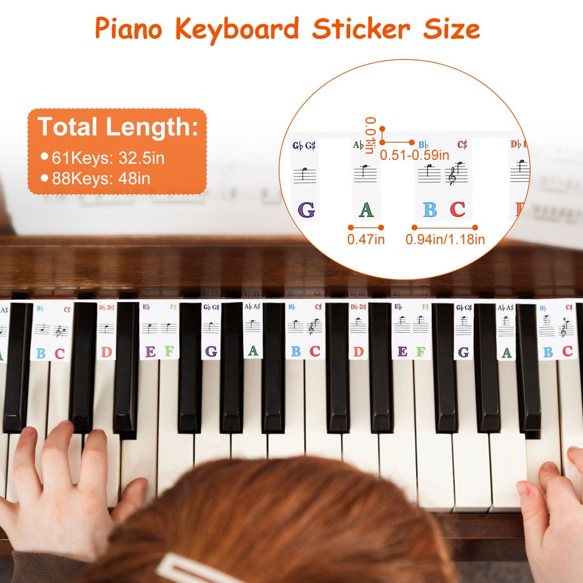 GBruno 88-Key Piano Keyboard Stickers