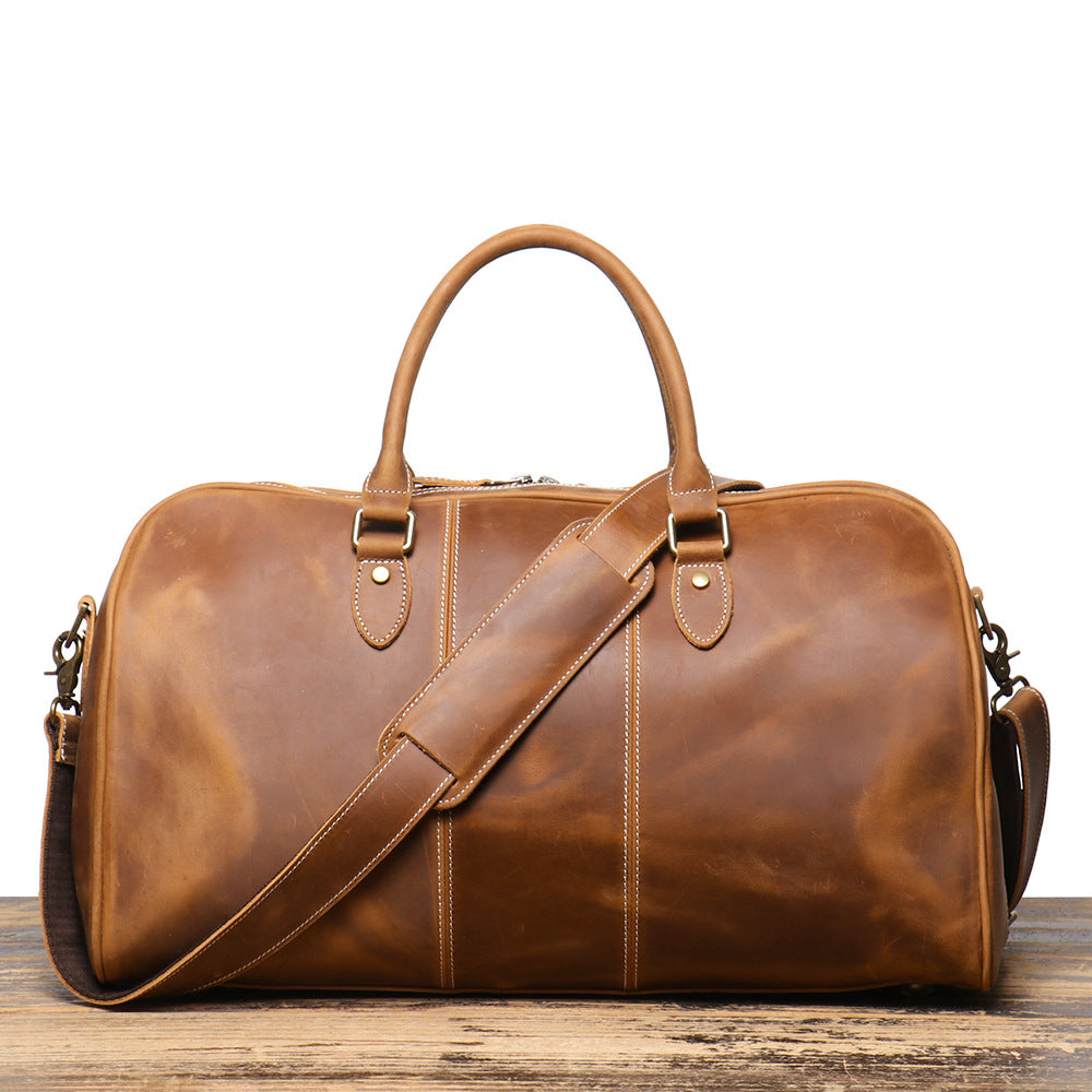 Retro New Men's Genuine Leather Portable Travel Bag