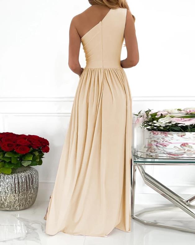 Women's One Shoulder High Split Cutout Sleeveless Elegant Sexy Cocktail Maxi Dress My Store