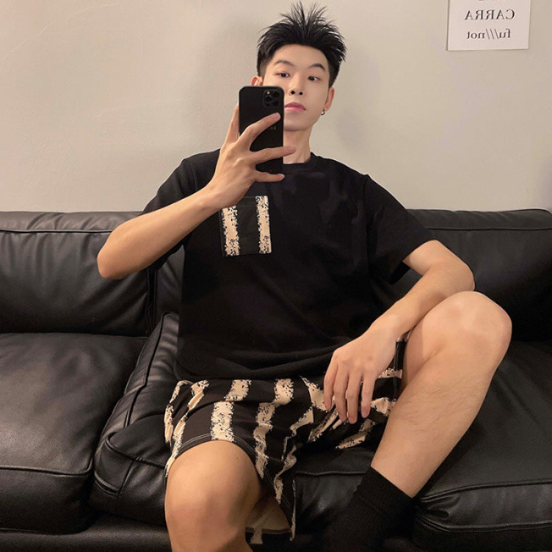 Men's Round Neck Cartoon Loose Homewear Suit