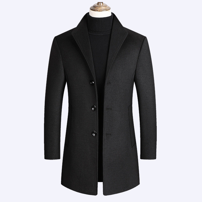 Middle-aged Men's Coat Stand-up Collar Woolen Coat