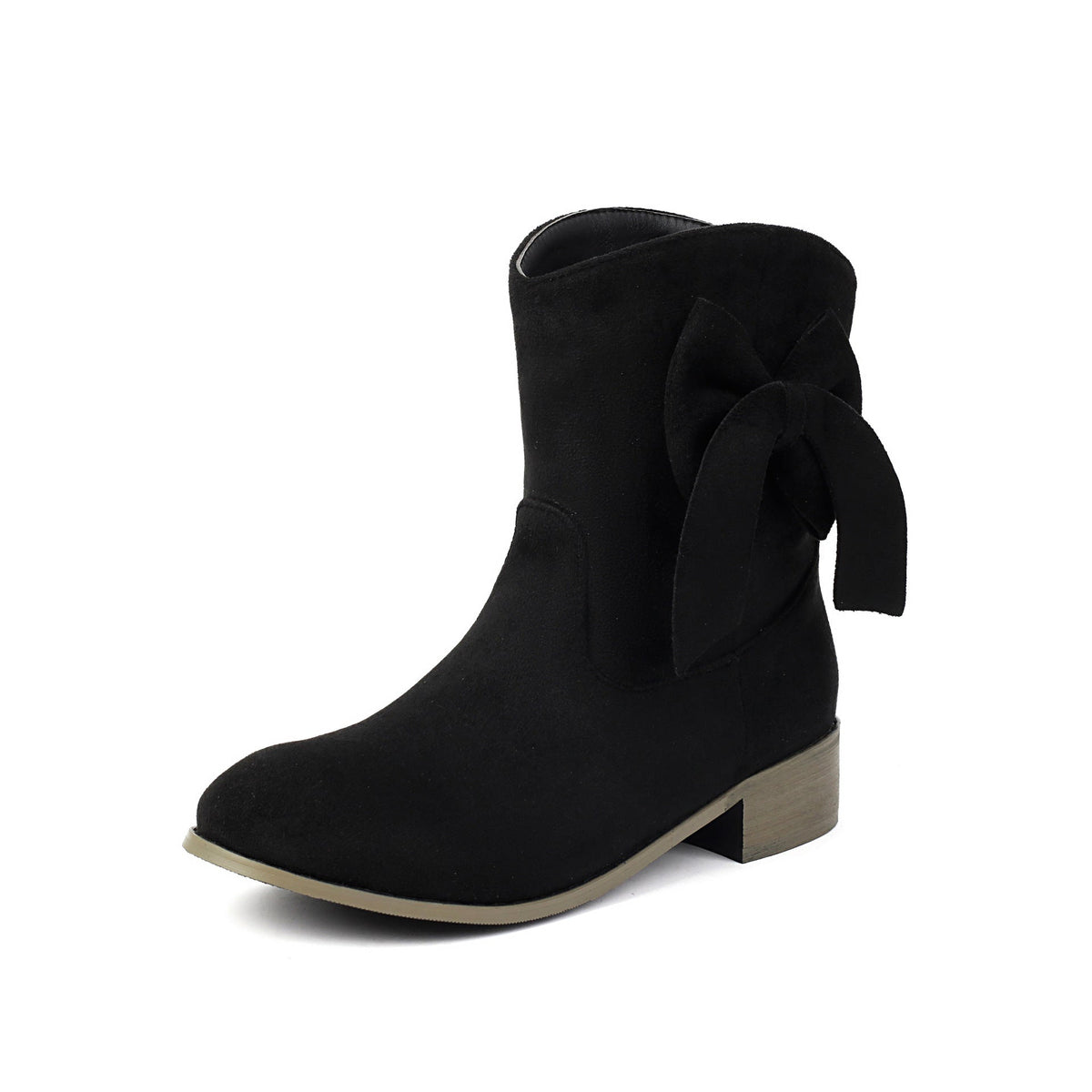Low Heel Suede Large Size Sweet Bow Casual Boots
