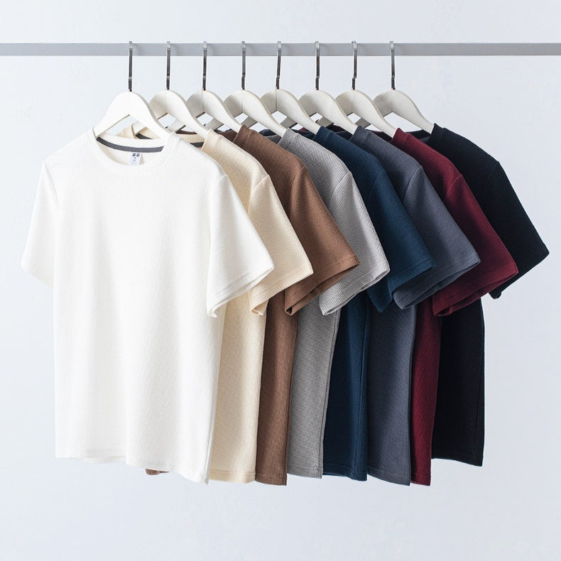 Knitted Short-Sleeved T-Shirt Men’s Loose Solid Color Sell My Stuff