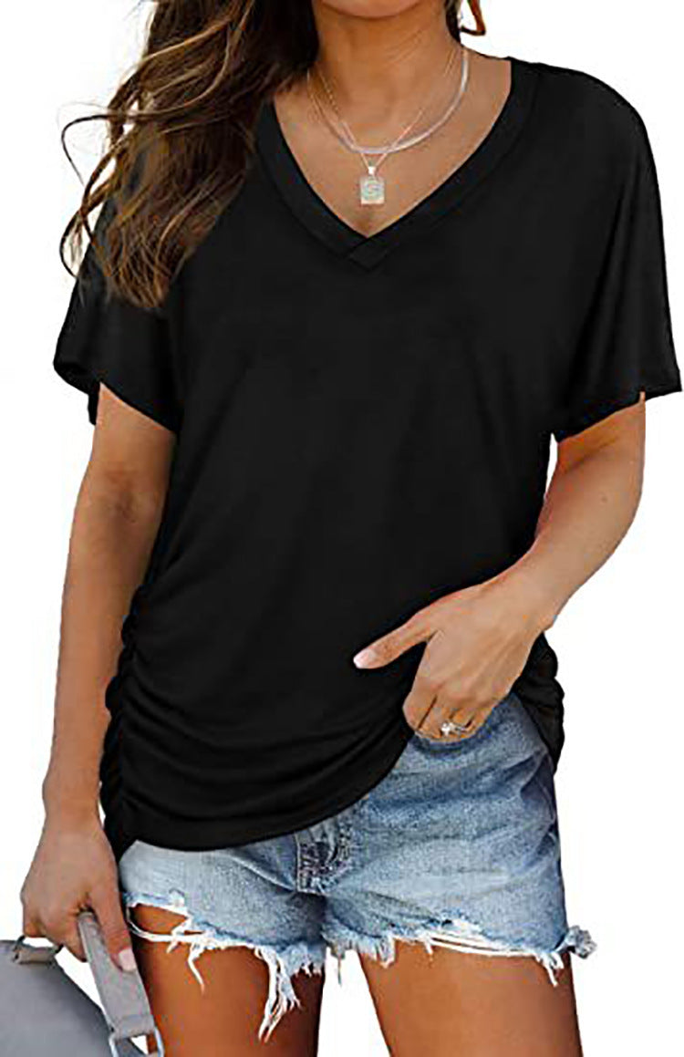 European-American V-Neck Loose Casual T-Shirt