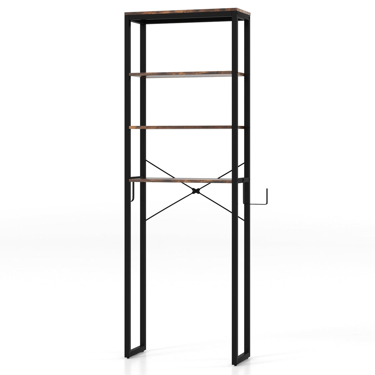 4-Tier Freestanding Over the Toilet Storage Rack-Rustic Brown DirectDeals