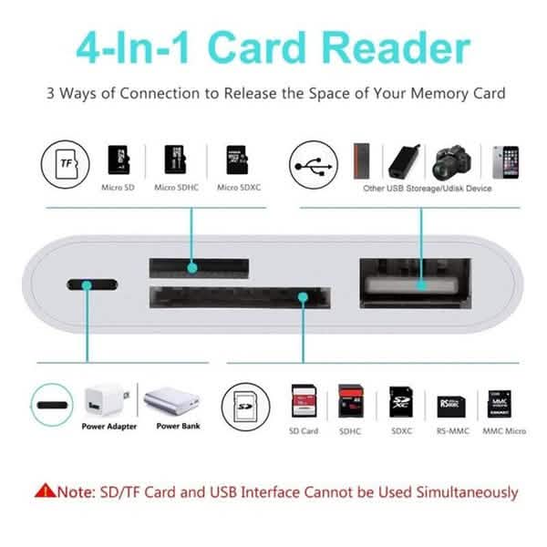 4-in-1 SD/TF Card Reader USB 2.0 Female OTG Adapter Cable