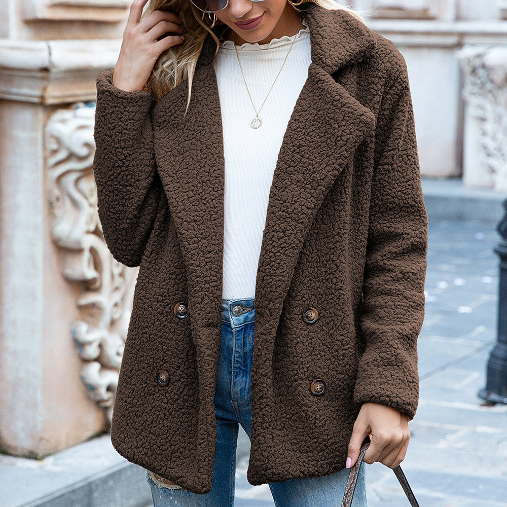 Loose Lapel Fluffy Coat Winter Button Jacket Cardigan Outwear For Women Clothing Sell My Stuff