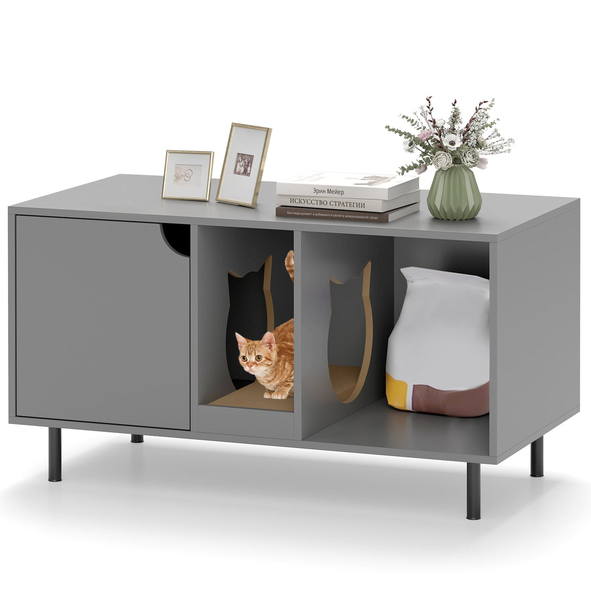 40 Inch Cat Litter Box Enclosure for 2 Cats Hidden Cat Washroom