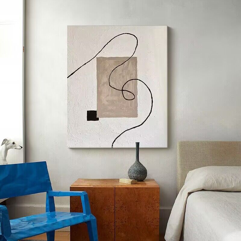Pure Hand Drawing Minimalist Black And White Living Room Decorative Painting My Store