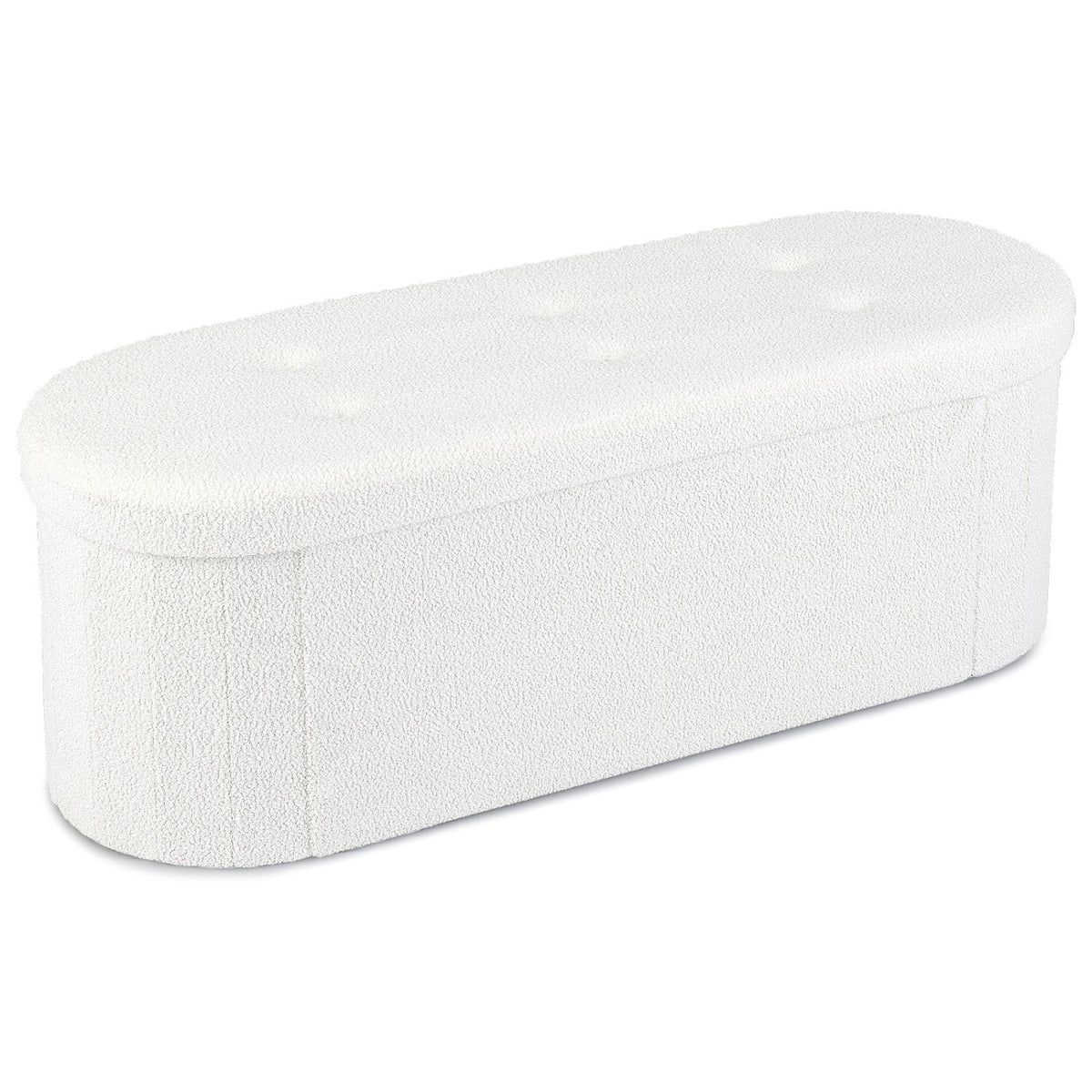 43" Folding Storage Ottoman Bench with Dividers - Teddy Fleece DirectDeals