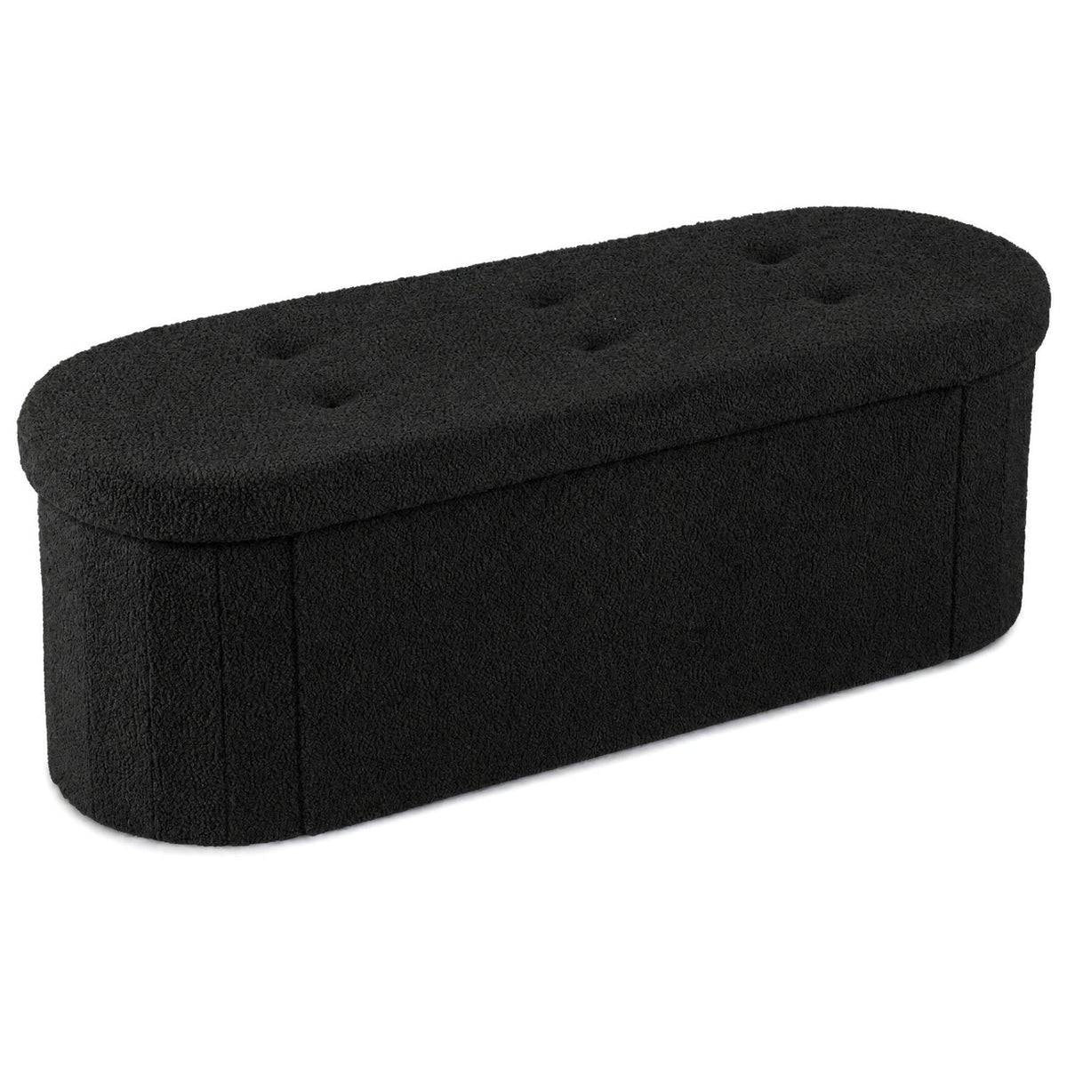 43" Folding Storage Ottoman Bench with Dividers - Teddy Fleece DirectDeals