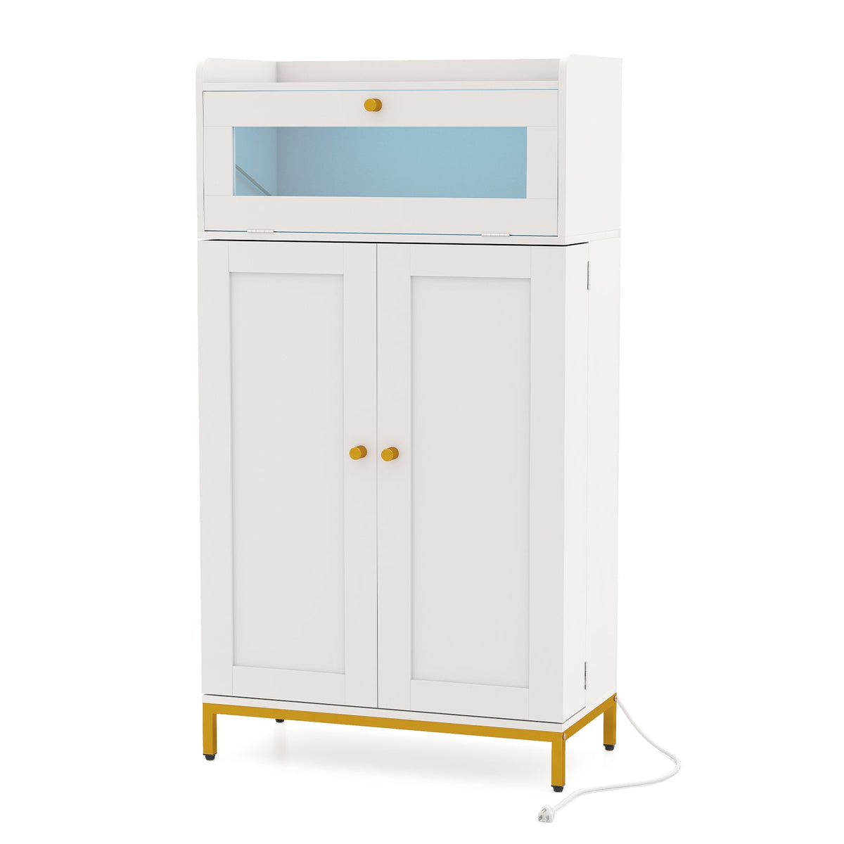 Kitchen Pantry Cabinet Freestanding Food Storage Cupboard-White