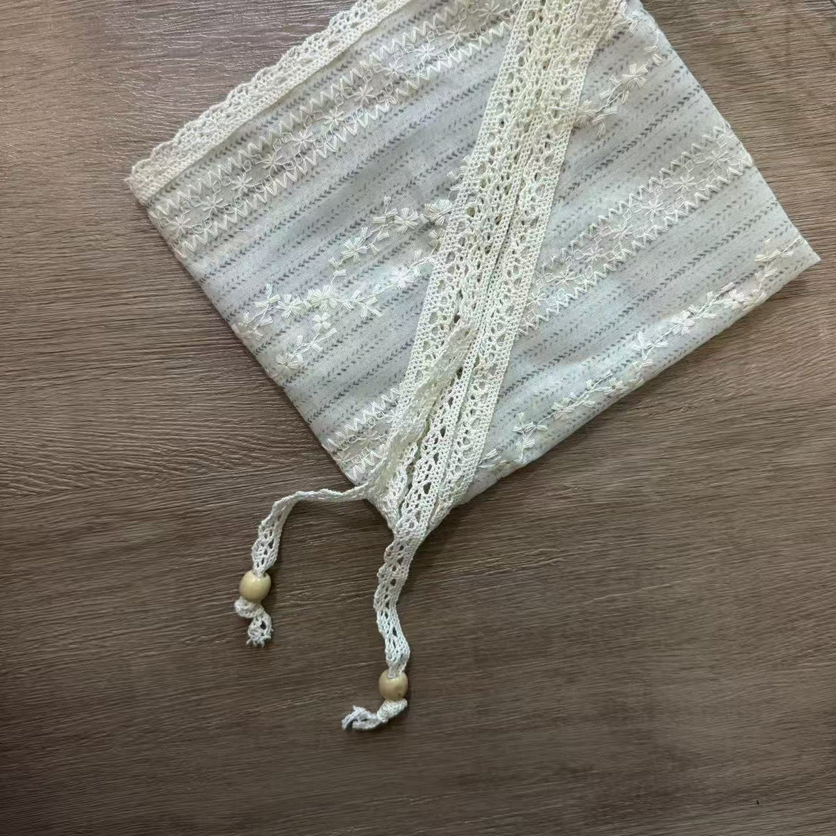 Embroidered Lace-trimmed Floral Silk Scarf