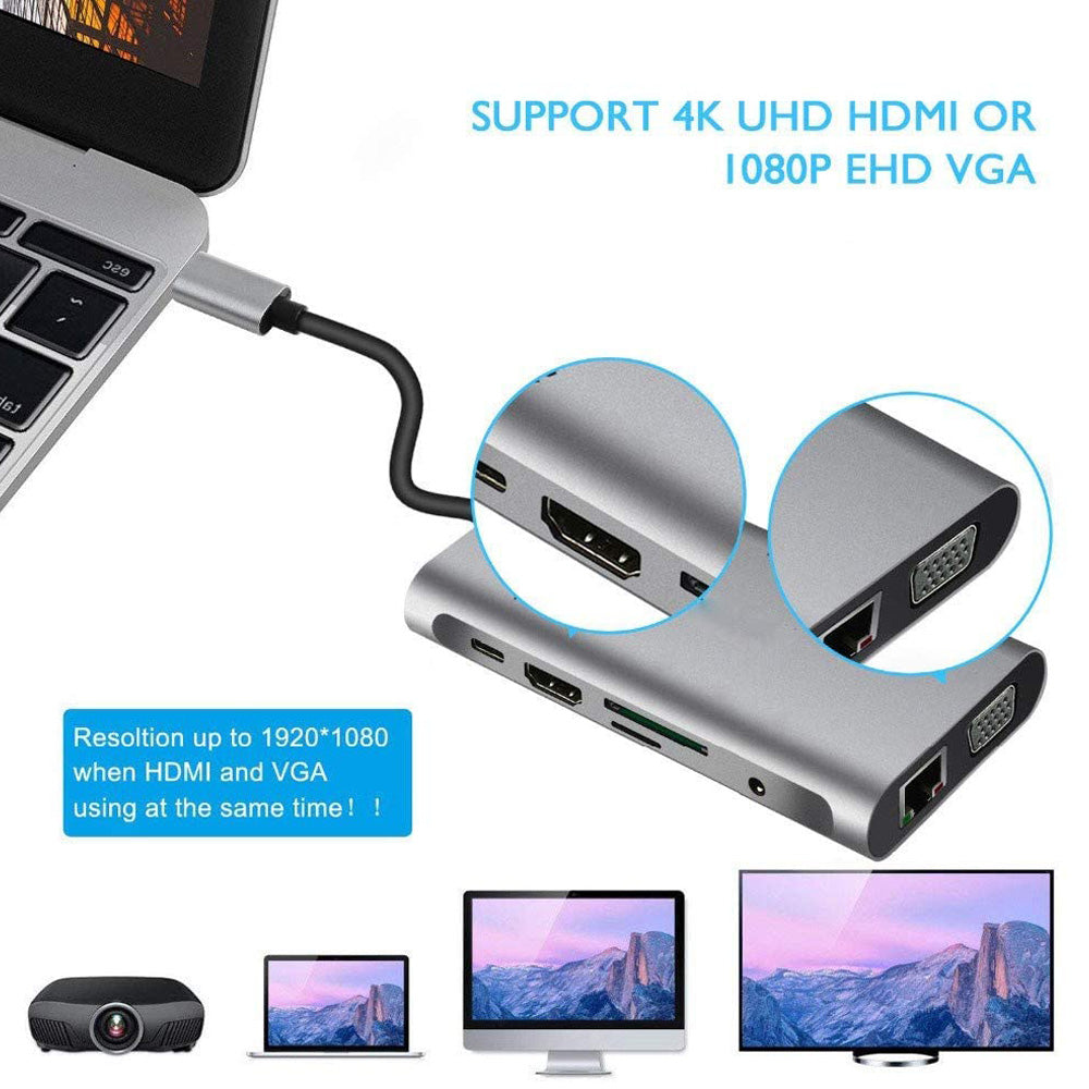 USB Type C to HDMI Ten in one expansion dock usb dock My Store