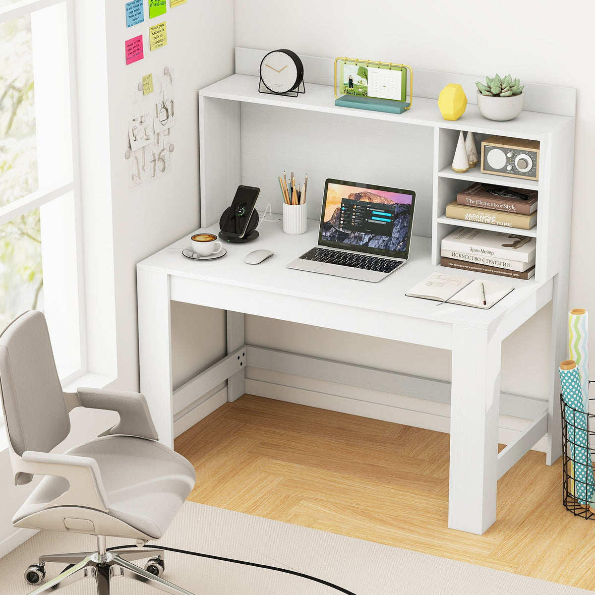 48 Inch Writing Computer Desk with Anti-Tipping Kits and Cable Management Hole