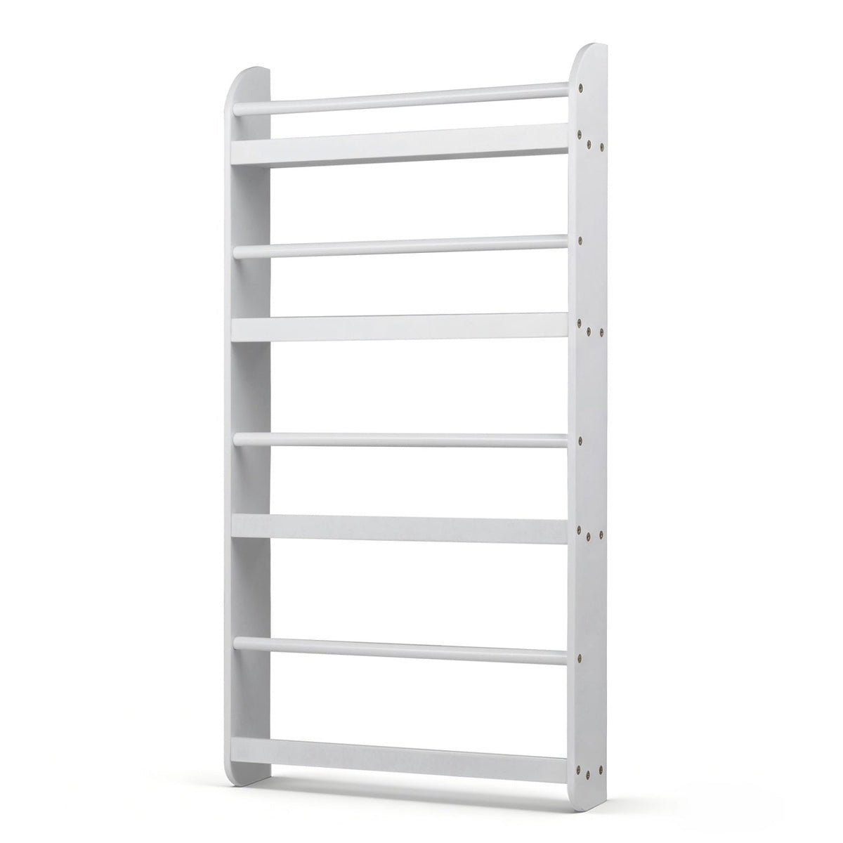 4-Tier Wall Mounted Bookshelf with Safety Rails