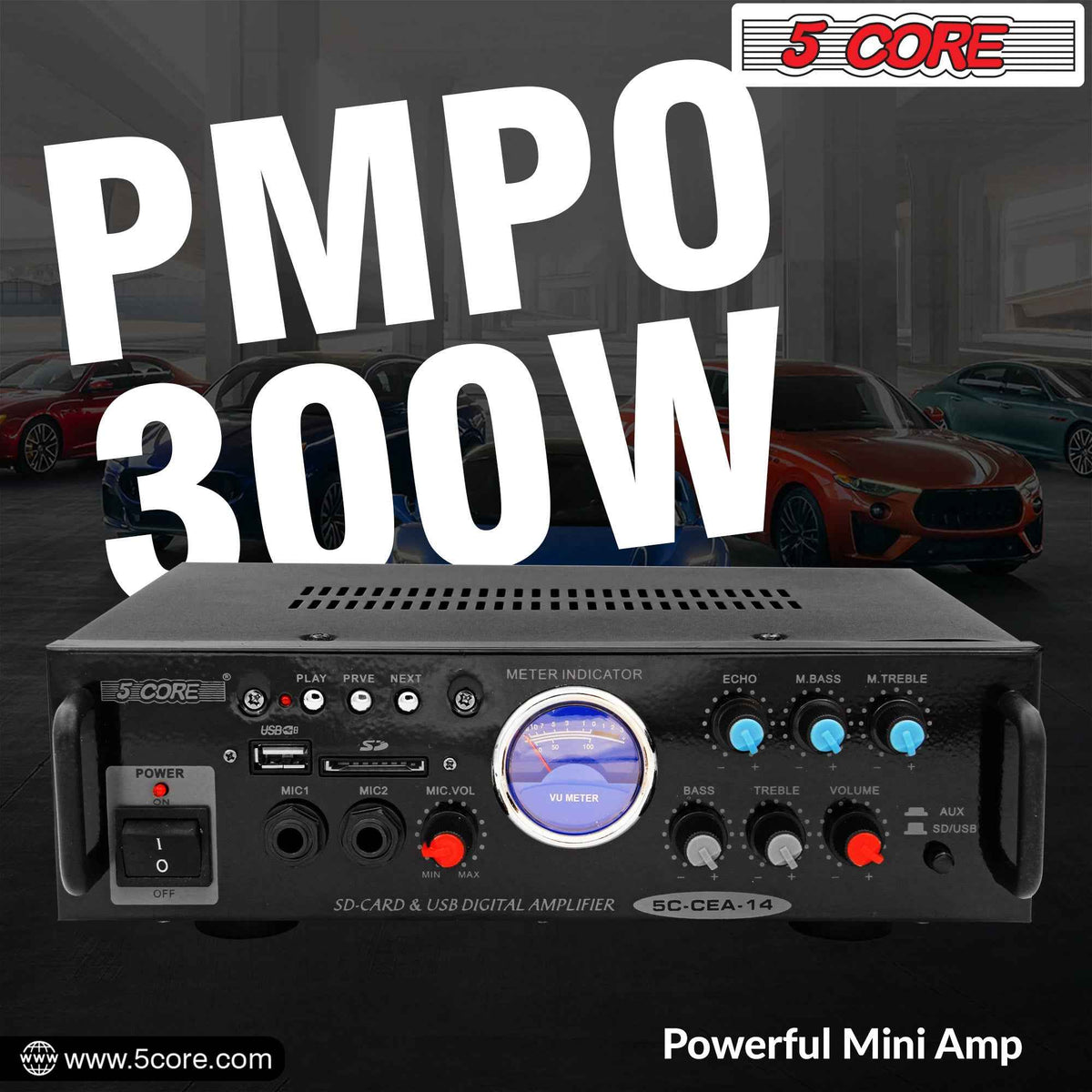 5Core Dual Channel Amplifier Car Audio System 300W Audio Reciver Car