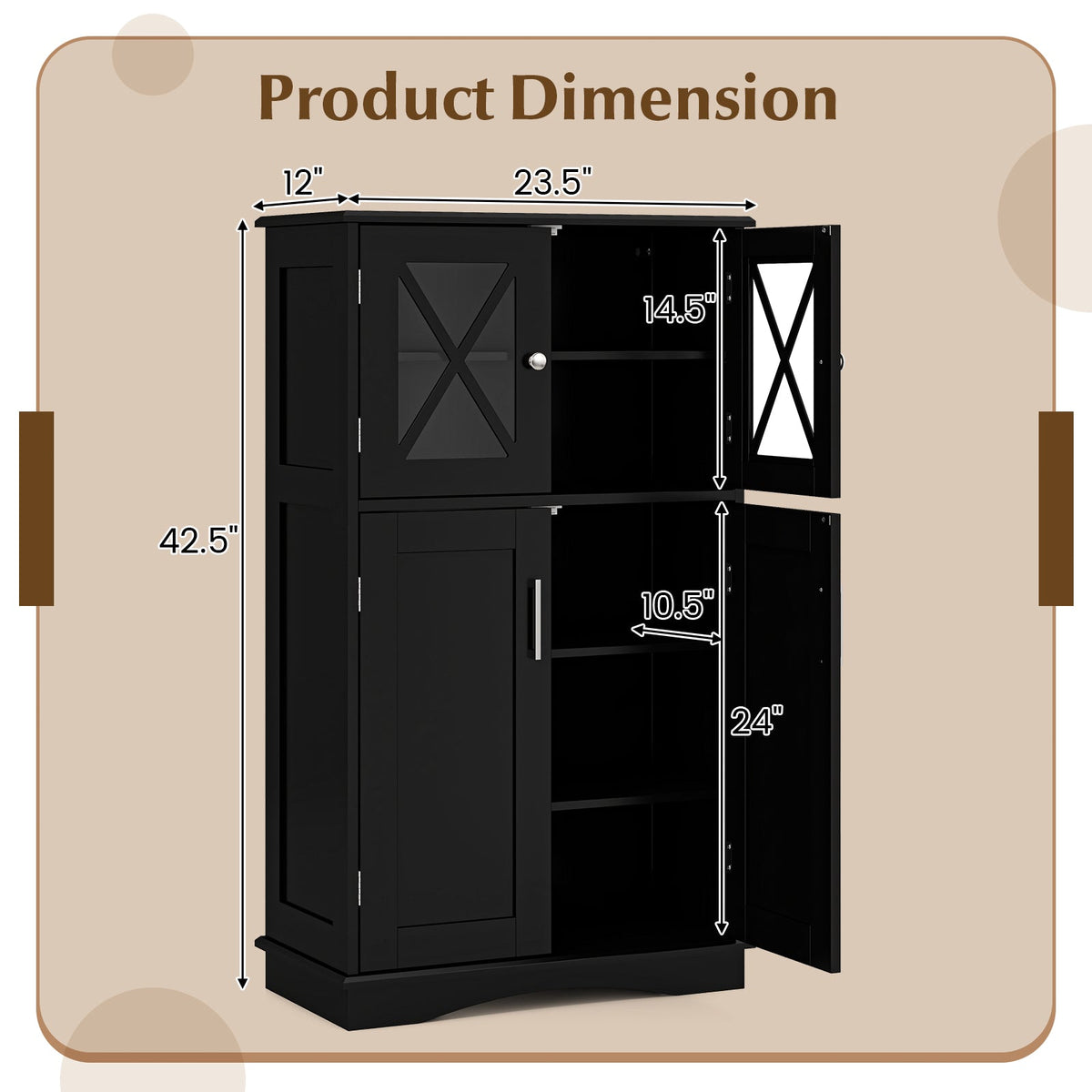 4 Doors Freeestanding Bathroom Floor Cabinet with Adjustable Shelves DirectDeals