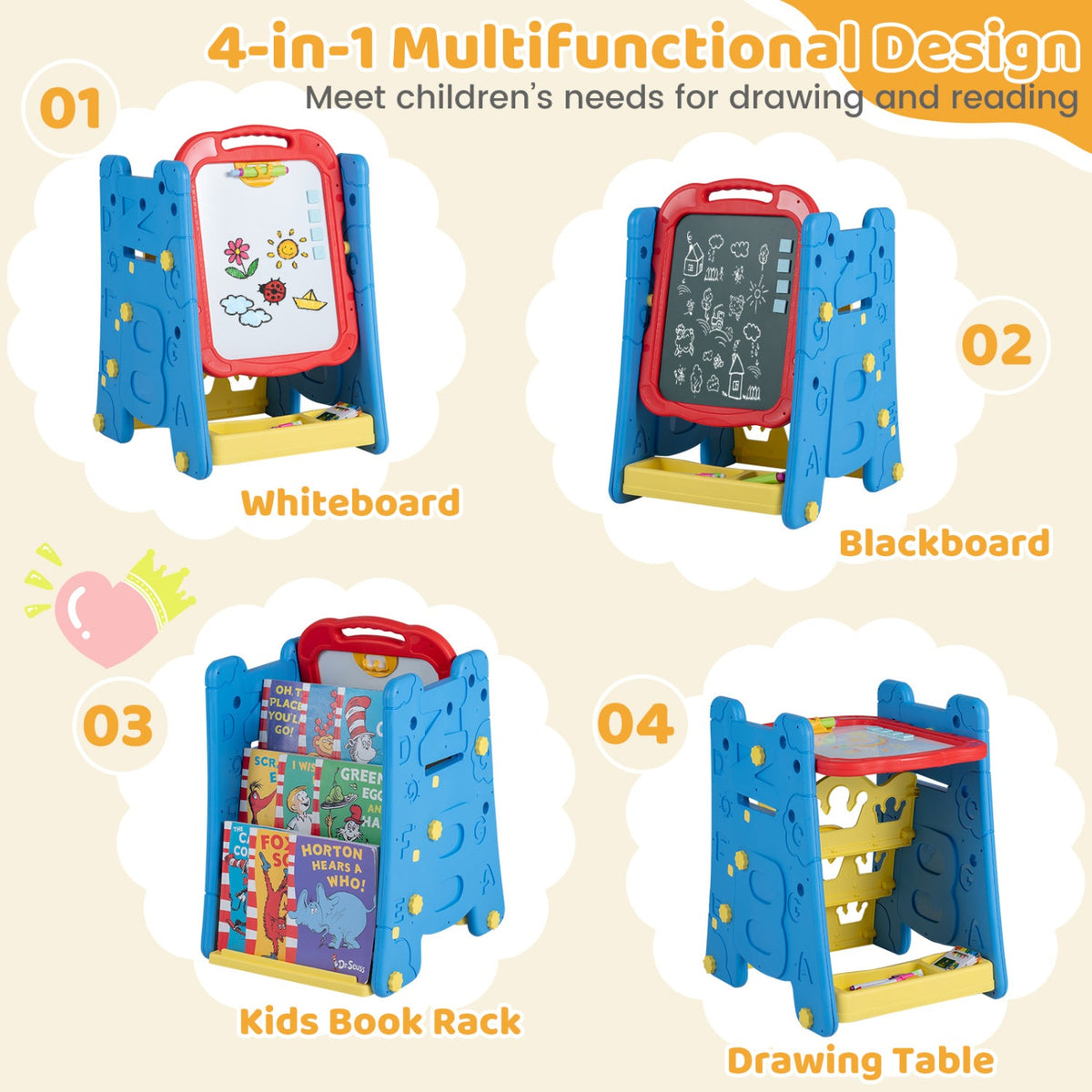 Kids Art Easel 4-in-1 Double Sided Magnetic Board DirectDeals