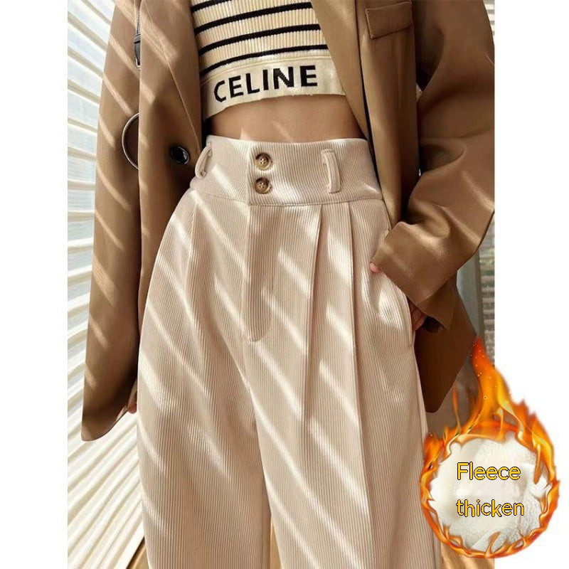 Chenille Fleece Wide-leg Pants Women