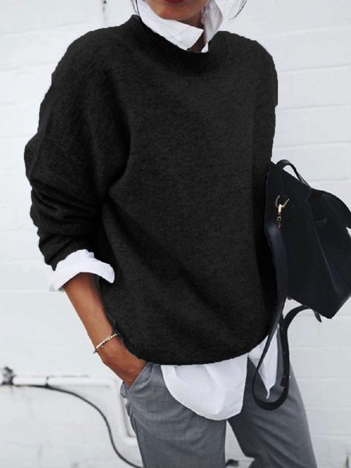 Fashion Long Sleeve Pullover Sweater Fall And Winter Fashion Solid Color Knitted Tops For Women Clothing Sell My Stuff