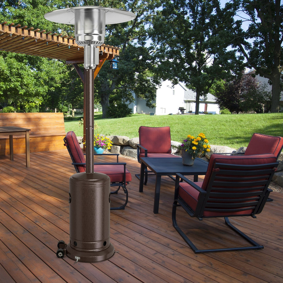 50000 BTU Stainless Steel Propane Patio Heater with Trip over Protection